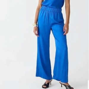 J CREW ASTRID WIDE-LEG PANT IN LUSTER CREPE ROYAL BLUE SIZE 16